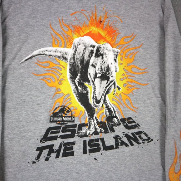 Jurassic World Flame Longsleeve Mens XL Grey Tee - Picture 3 of 5
